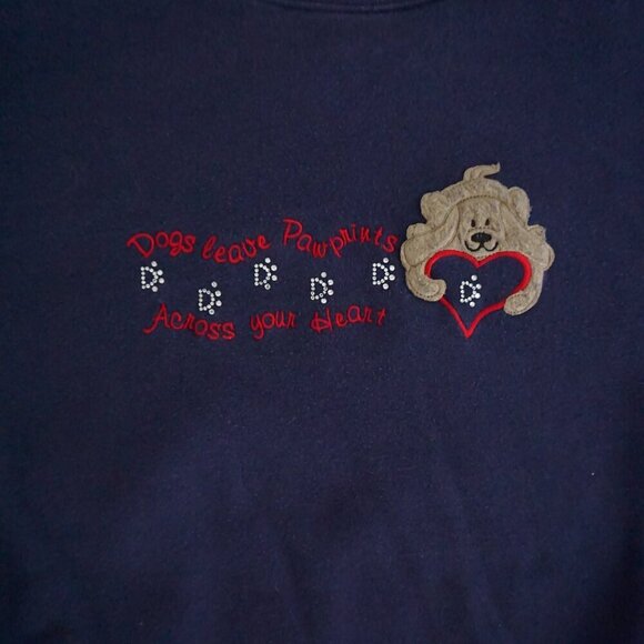 Vintage M&C Sportswear Navy Red Embroidered Puppy Love Crewneck Sweater 2X - Picture 11 of 13